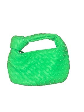 Bright Lime Green Woven Knot Handle Mini Bag (Bottega-Inspired, Replica)